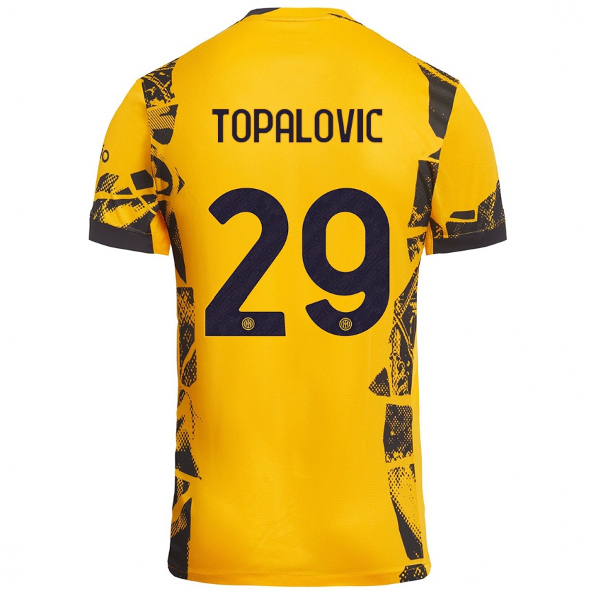 Kids Football Luka Topalovic #29 Gold Black Third Jersey 2024/25 T-Shirt Australia