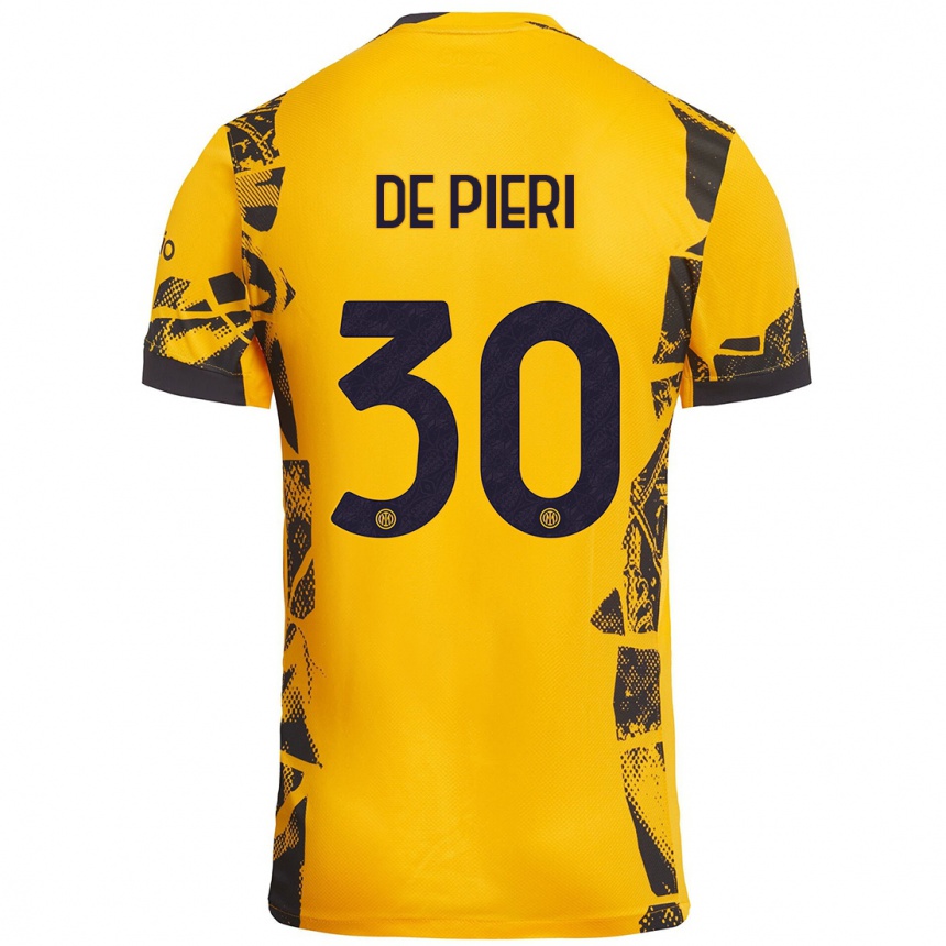 Kids Football Giacomo De Pieri #30 Gold Black Third Jersey 2024/25 T-Shirt Australia