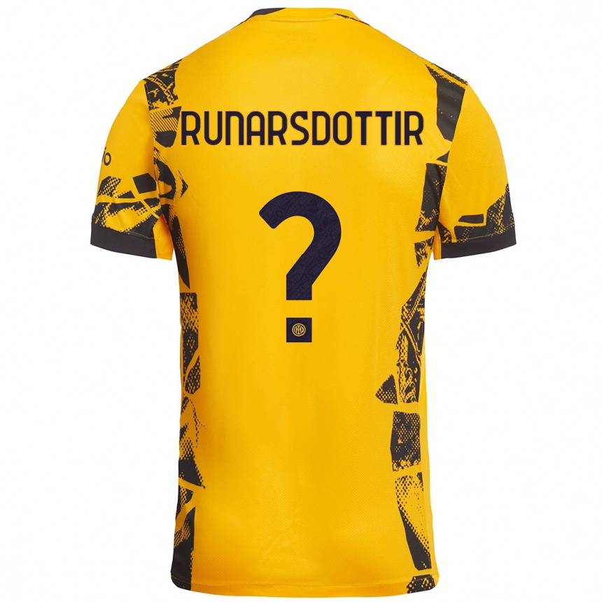 Kids Football Cecilía Rán Rúnarsdóttir #0 Gold Black Third Jersey 2024/25 T-Shirt Australia