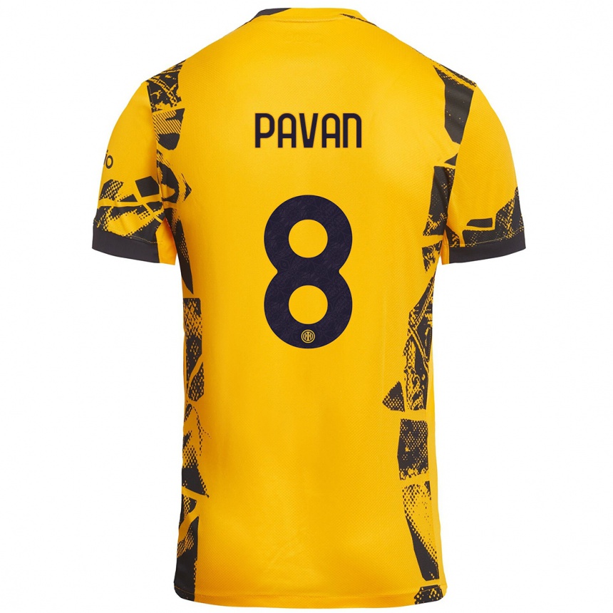 Kids Football Matilde Pavan #8 Gold Black Third Jersey 2024/25 T-Shirt Australia