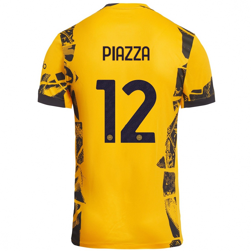 Kids Football Alessia Piazza #12 Gold Black Third Jersey 2024/25 T-Shirt Australia