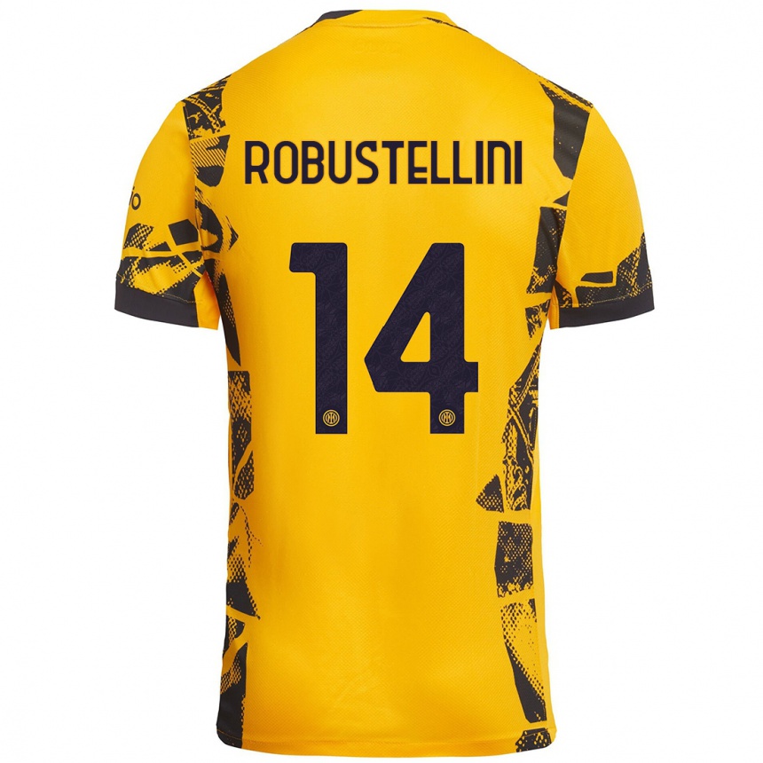 Kids Football Chiara Robustellini #14 Gold Black Third Jersey 2024/25 T-Shirt Australia