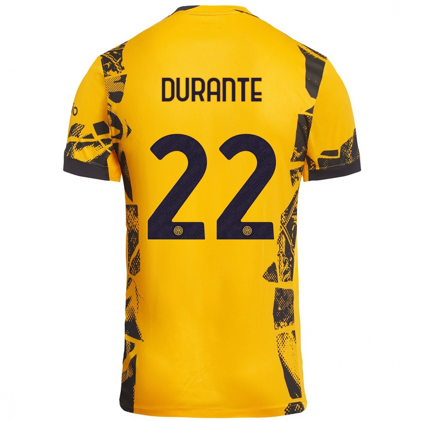 Kids Football Francesca Durante #22 Gold Black Third Jersey 2024/25 T-Shirt Australia