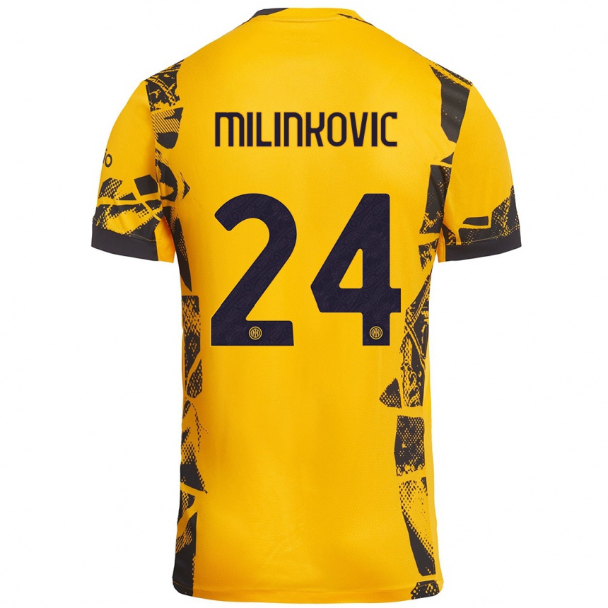 Kids Football Marija Milinković #24 Gold Black Third Jersey 2024/25 T-Shirt Australia