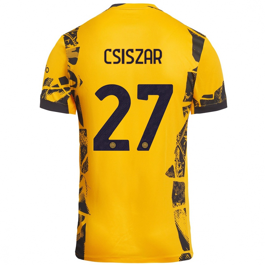 Kids Football Henrietta Csiszár #27 Gold Black Third Jersey 2024/25 T-Shirt Australia