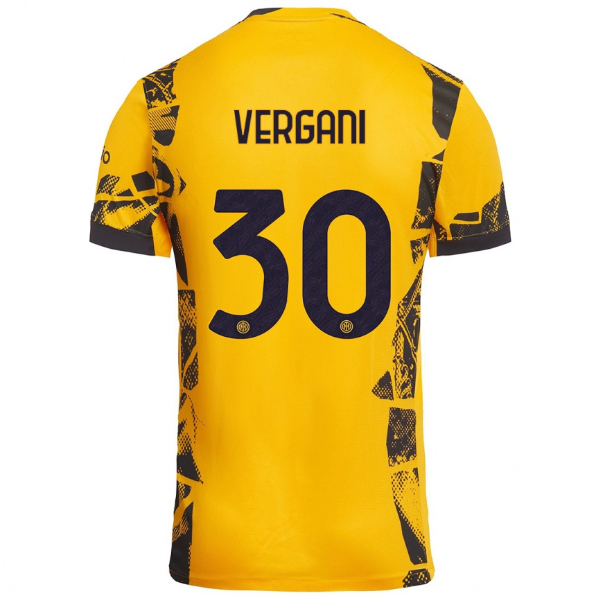 Kids Football Bianca Vergani #30 Gold Black Third Jersey 2024/25 T-Shirt Australia