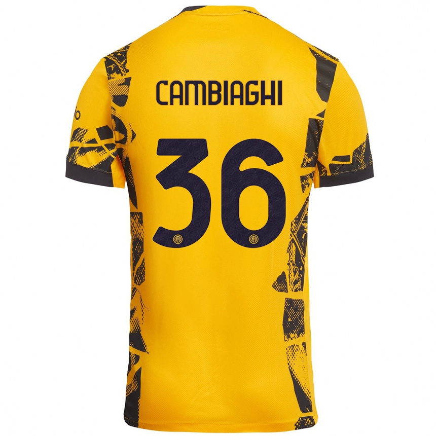 Kids Football Michela Cambiaghi #36 Gold Black Third Jersey 2024/25 T-Shirt Australia