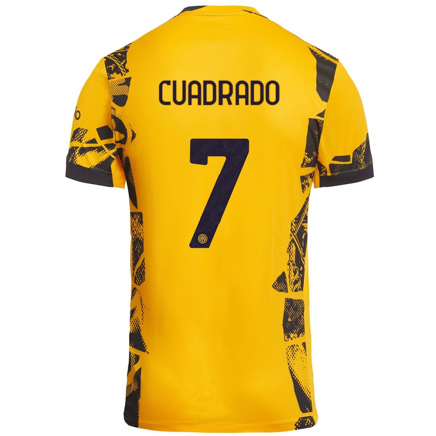 Kids Football Juan Cuadrado #7 Gold Black Third Jersey 2024/25 T-Shirt Australia