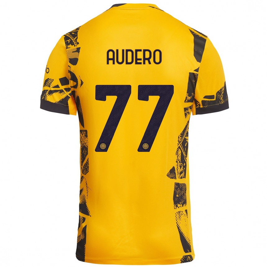 Kids Football Emil Audero #77 Gold Black Third Jersey 2024/25 T-Shirt Australia