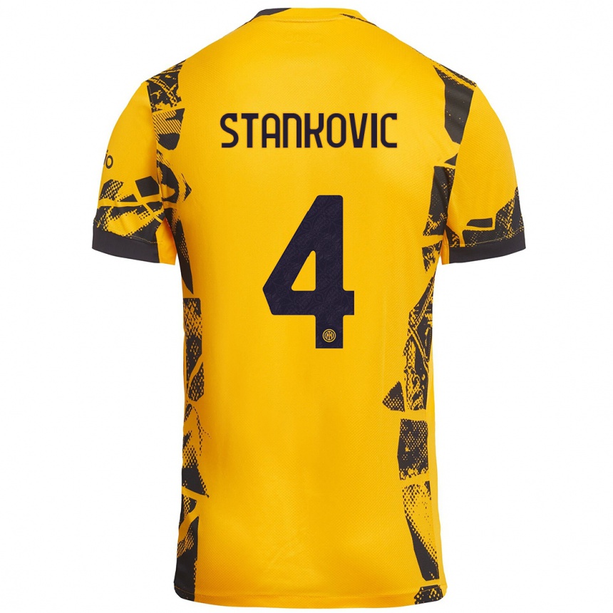 Kids Football Aleksandar Stankovic #4 Gold Black Third Jersey 2024/25 T-Shirt Australia