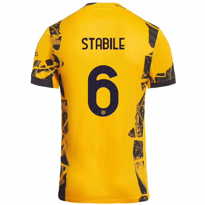 Kids Football Giacomo Stabile #6 Gold Black Third Jersey 2024/25 T-Shirt Australia