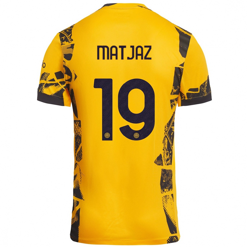 Kids Football Samo Matjaz #19 Gold Black Third Jersey 2024/25 T-Shirt Australia