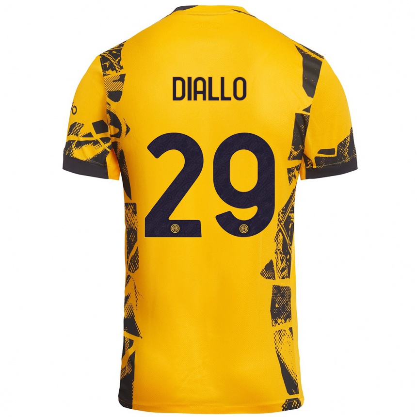 Kids Football Oumar Diallo #29 Gold Black Third Jersey 2024/25 T-Shirt Australia