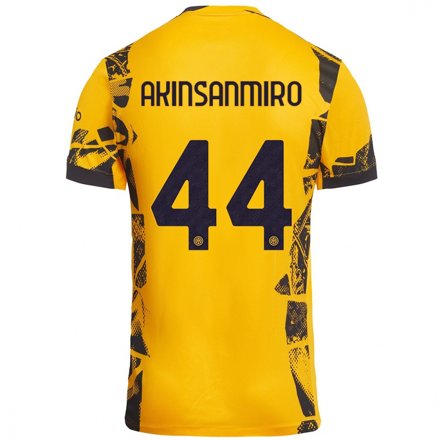 Kids Football Ebenezer Akinsanmiro #44 Gold Black Third Jersey 2024/25 T-Shirt Australia