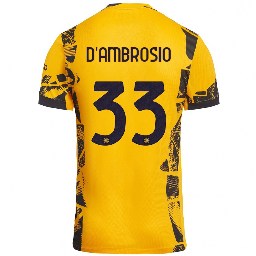 Kids Football Danilo D'ambrosio #33 Gold Black Third Jersey 2024/25 T-Shirt Australia