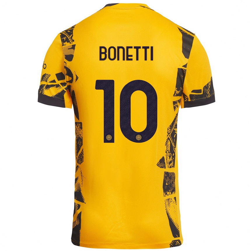 Kids Football Tatiana Bonetti #10 Gold Black Third Jersey 2024/25 T-Shirt Australia