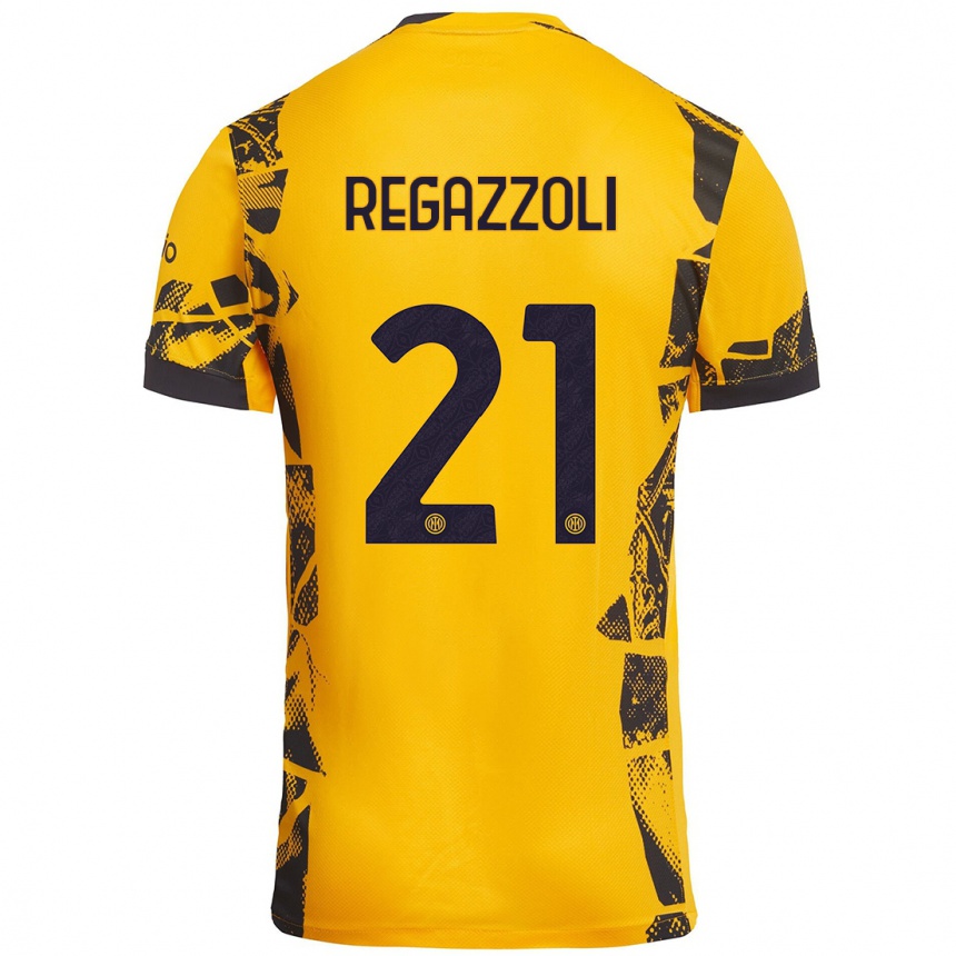 Kids Football Alice Regazzoli #21 Gold Black Third Jersey 2024/25 T-Shirt Australia