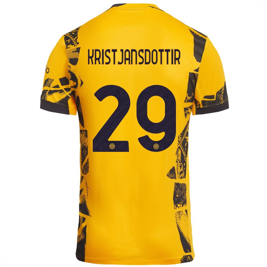 Kids Football Anna Bjork Kristjansdottir #29 Gold Black Third Jersey 2024/25 T-Shirt Australia