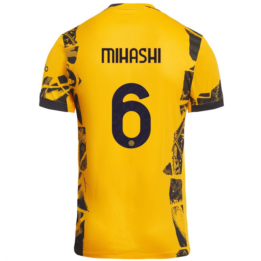 Kids Football Mana Mihashi #6 Gold Black Third Jersey 2024/25 T-Shirt Australia