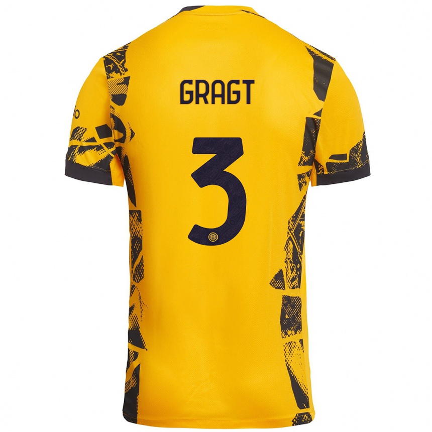 Kids Football Stefanie Van Der Gragt #3 Gold Black Third Jersey 2024/25 T-Shirt Australia