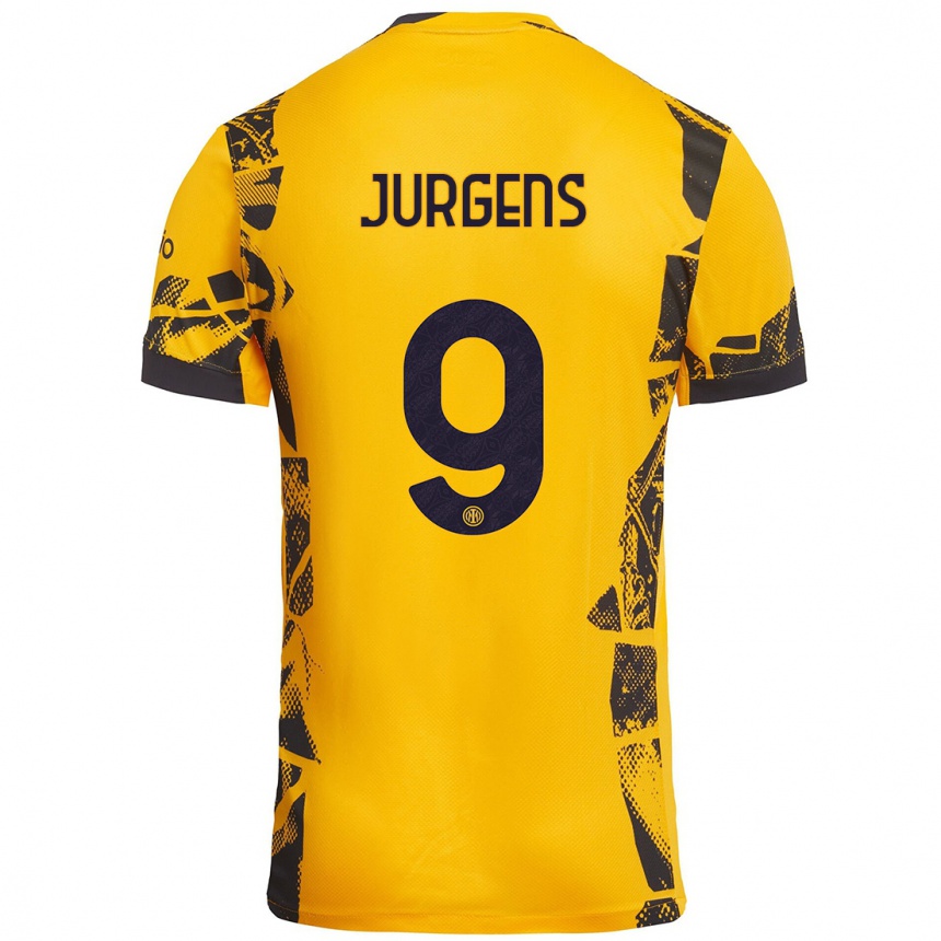 Kids Football Oliver Jurgens #9 Gold Black Third Jersey 2024/25 T-Shirt Australia