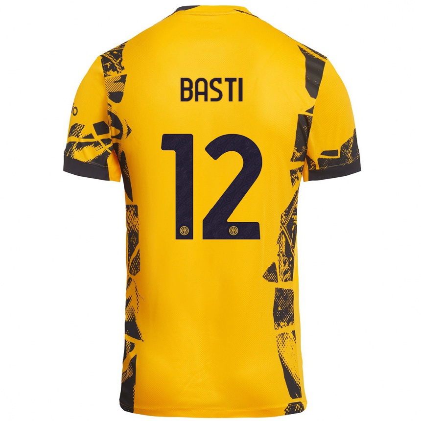 Kids Football Matteo Basti #12 Gold Black Third Jersey 2024/25 T-Shirt Australia