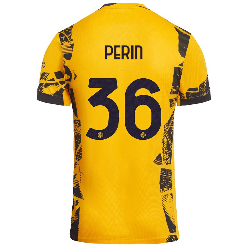 Kids Football Nicolo Perin #36 Gold Black Third Jersey 2024/25 T-Shirt Australia