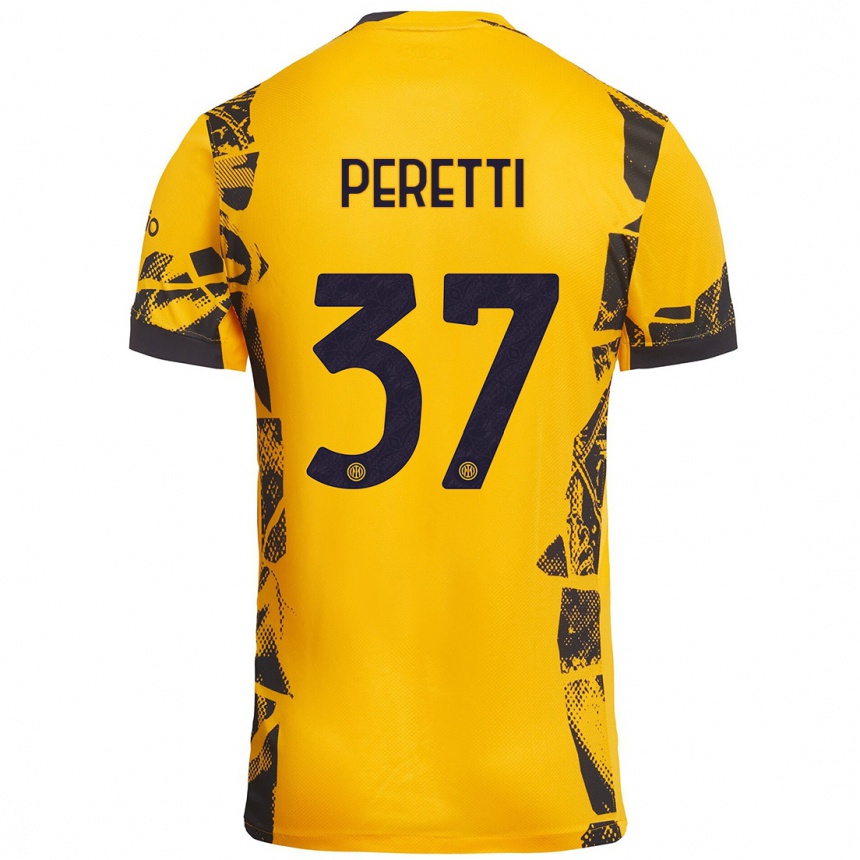 Kids Football Lorenzo Peretti #37 Gold Black Third Jersey 2024/25 T-Shirt Australia