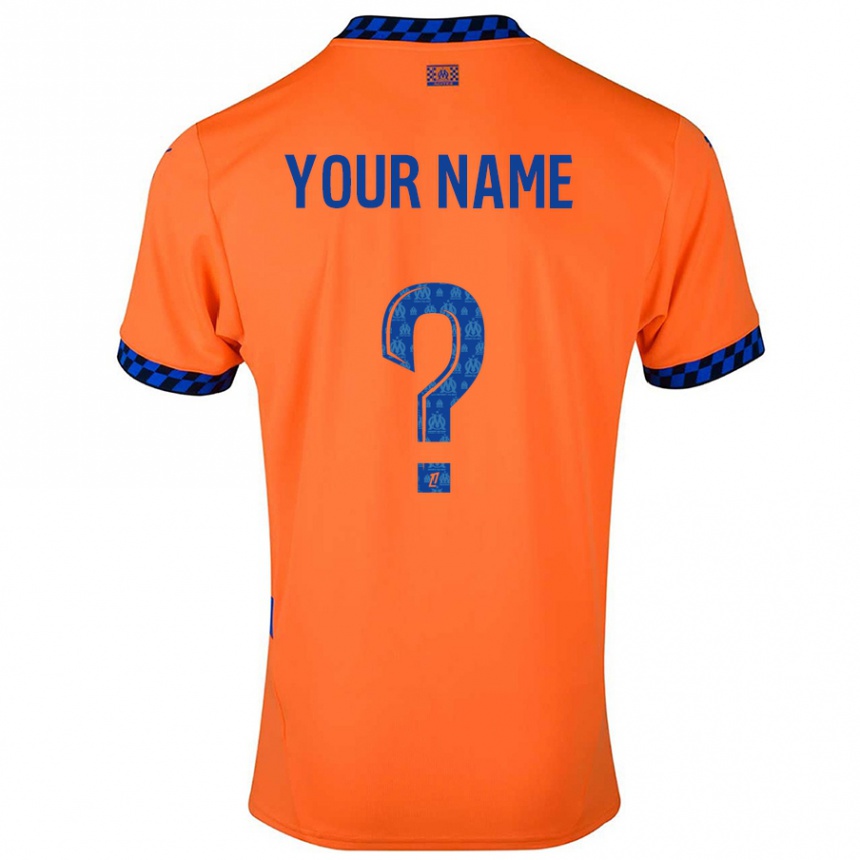 Kids Football Your Name #0 Orange Dark Blue Third Jersey 2024/25 T-Shirt Australia