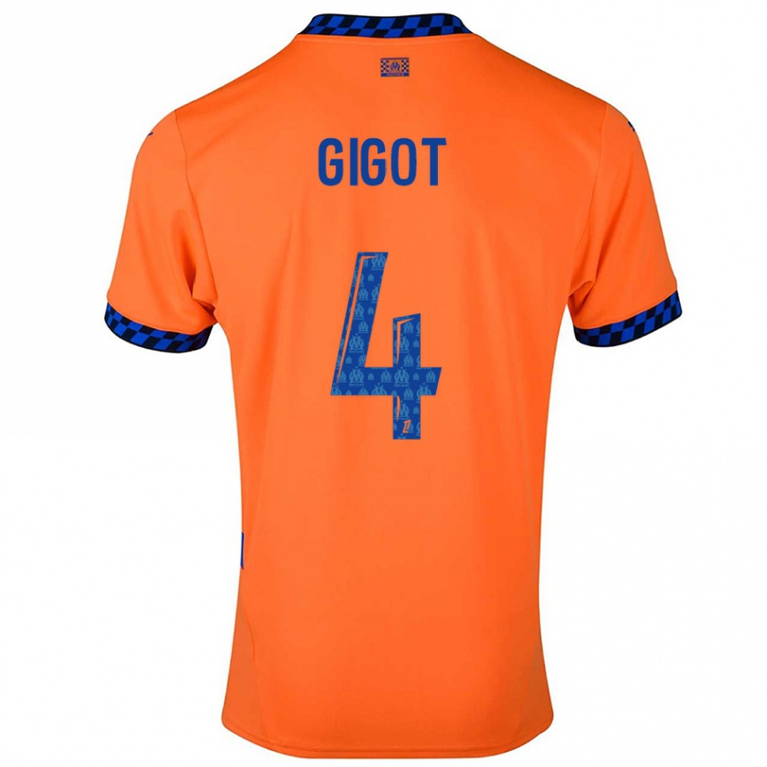 Kids Football Samuel Gigot #4 Orange Dark Blue Third Jersey 2024/25 T-Shirt Australia