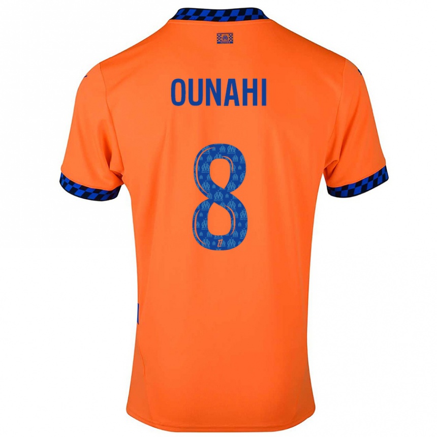 Kids Football Azzedine Ounahi #8 Orange Dark Blue Third Jersey 2024/25 T-Shirt Australia