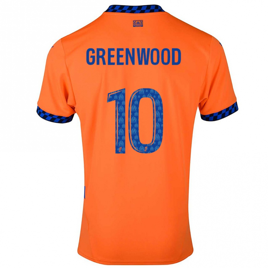 Kids Football Mason Greenwood #10 Orange Dark Blue Third Jersey 2024/25 T-Shirt Australia