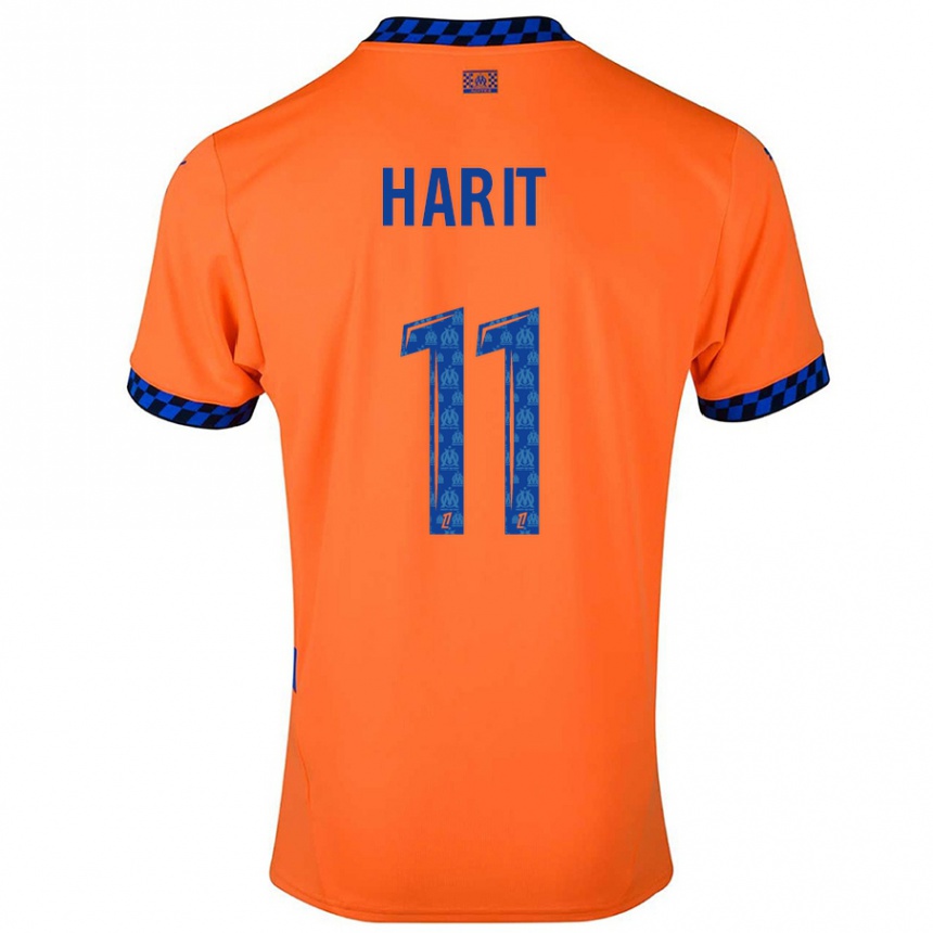 Kids Football Amine Harit #11 Orange Dark Blue Third Jersey 2024/25 T-Shirt Australia