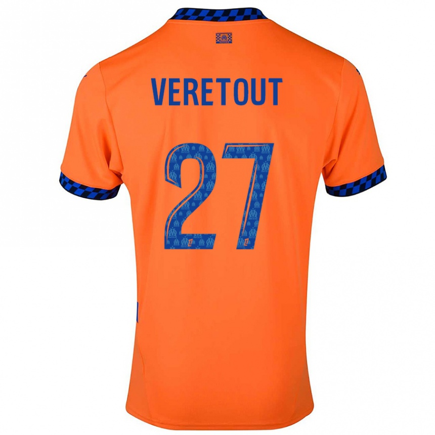 Kids Football Jordan Veretout #27 Orange Dark Blue Third Jersey 2024/25 T-Shirt Australia