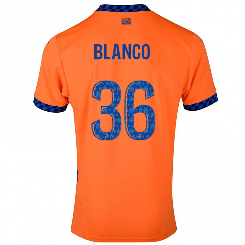 Kids Football Ruben Blanco #36 Orange Dark Blue Third Jersey 2024/25 T-Shirt Australia