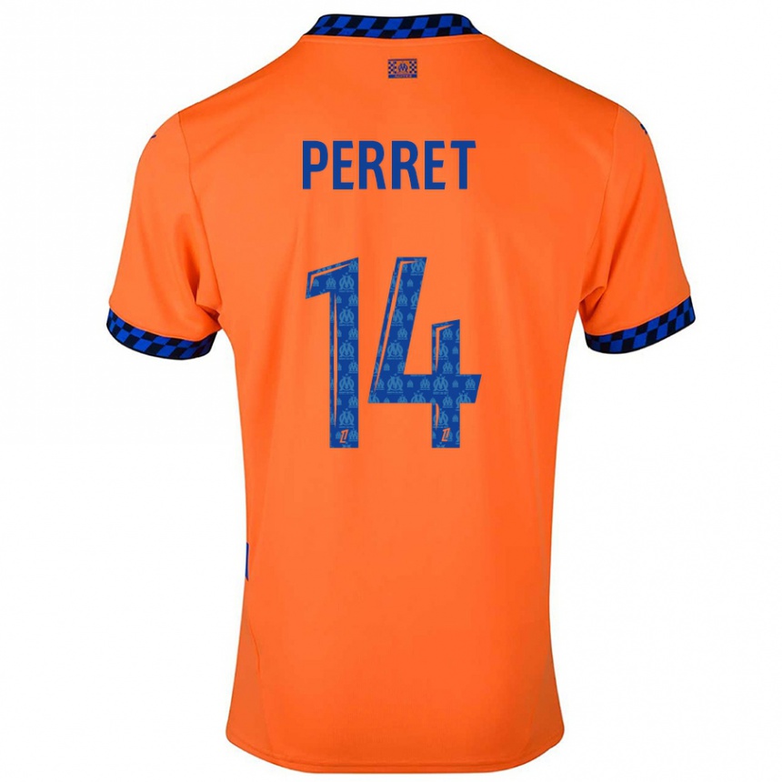 Kids Football Jenny Perret #14 Orange Dark Blue Third Jersey 2024/25 T-Shirt Australia