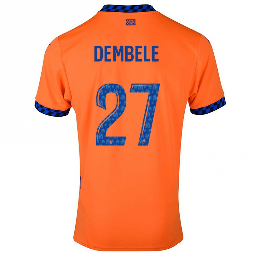 Kids Football Coumba Dembélé #27 Orange Dark Blue Third Jersey 2024/25 T-Shirt Australia