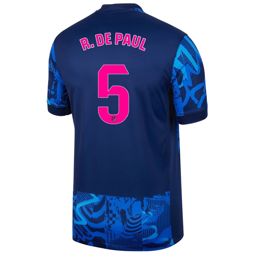 Kids Football Rodrigo De Paul #5 Royal Blue Third Jersey 2024/25 T-Shirt Australia