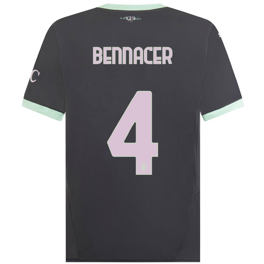 Kids Football Ismael Bennacer #4 Grey Third Jersey 2024/25 T-Shirt Australia