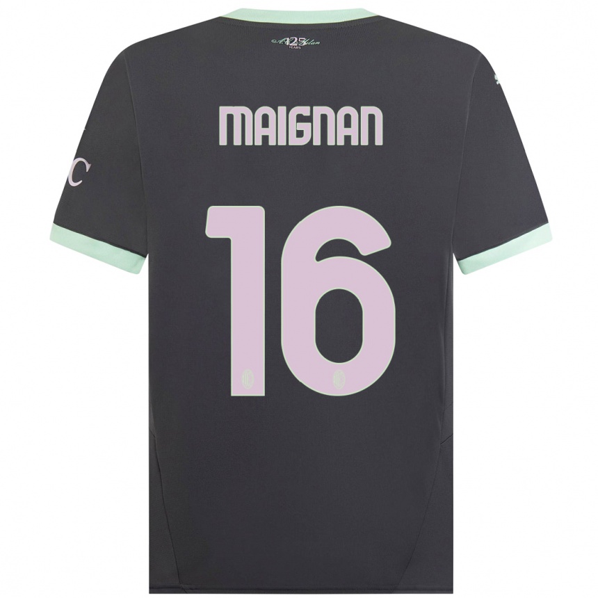 Kids Football Mike Maignan #16 Grey Third Jersey 2024/25 T-Shirt Australia