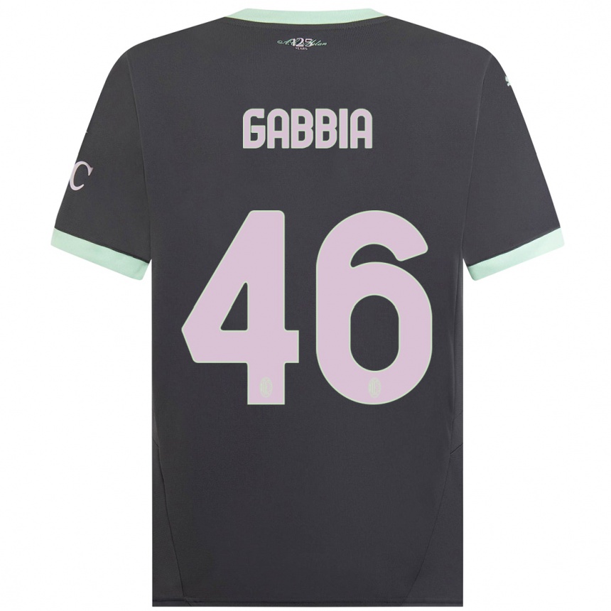 Kids Football Matteo Gabbia #46 Grey Third Jersey 2024/25 T-Shirt Australia