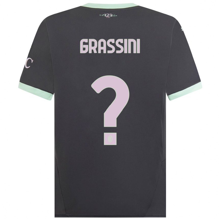 Kids Football Riccardo Grassini #0 Grey Third Jersey 2024/25 T-Shirt Australia