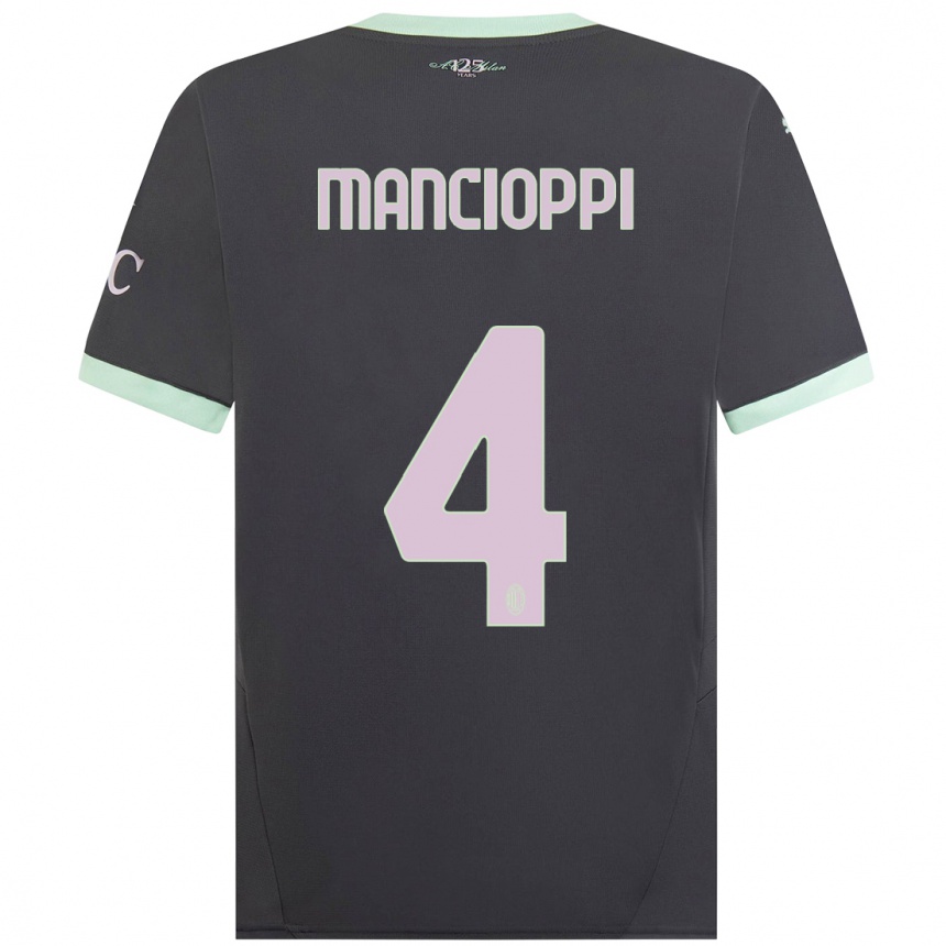 Kids Football Tommaso Mancioppi #4 Grey Third Jersey 2024/25 T-Shirt Australia