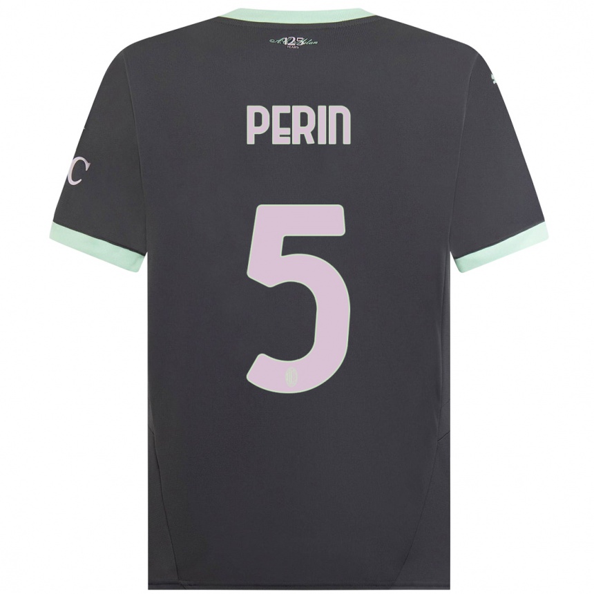 Kids Football Ernesto Perin #5 Grey Third Jersey 2024/25 T-Shirt Australia