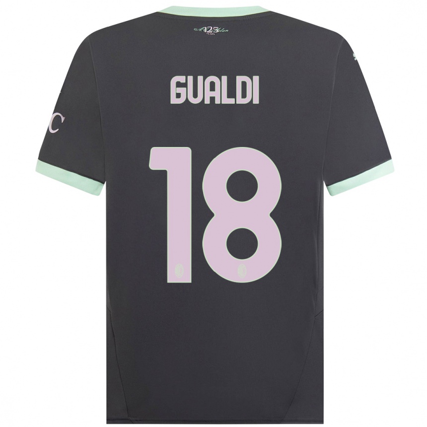 Kids Football Andrea Gualdi #18 Grey Third Jersey 2024/25 T-Shirt Australia