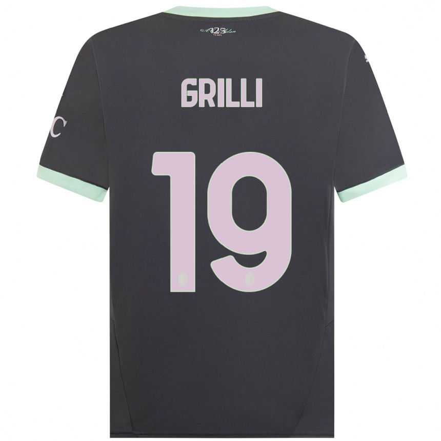 Kids Football Lorenzo Grilli #19 Grey Third Jersey 2024/25 T-Shirt Australia