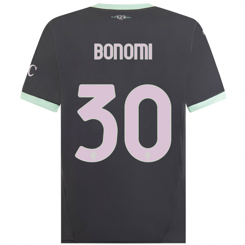 Kids Football Alessandro Bonomi #30 Grey Third Jersey 2024/25 T-Shirt Australia