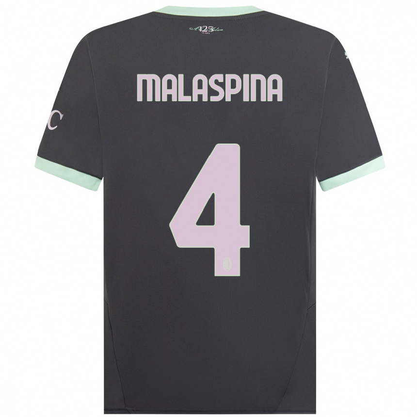 Kids Football Mattia Malaspina #4 Grey Third Jersey 2024/25 T-Shirt Australia