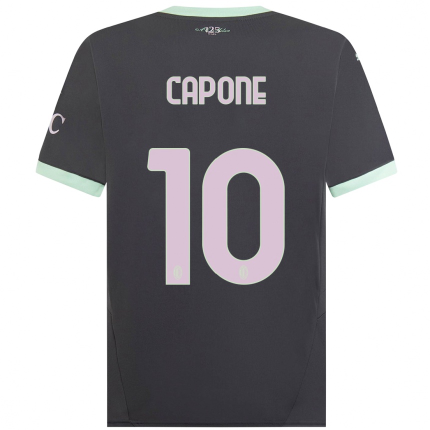 Kids Football Andrea Capone #10 Grey Third Jersey 2024/25 T-Shirt Australia