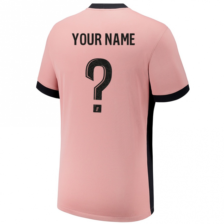 Kids Football Your Name #0 Rust Pink Third Jersey 2024/25 T-Shirt Australia